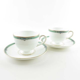 ウェッジウッド(WEDGWOOD)の美品 WEDGWOOD ウェッジウッド ジェイド ティーカップ＆ソーサー 2客 リー ペア コーヒーカップ 翡翠 廃盤 SU4827X (グラス/カップ)