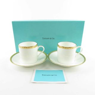 ティファニー(Tiffany & Co.)の未使用 TIFFANY＆Co. ティファニー ゴールドバンド デミタスカップ＆ソーサー 2客 ペア エスプレッソ モカ SU4847U (グラス/カップ)