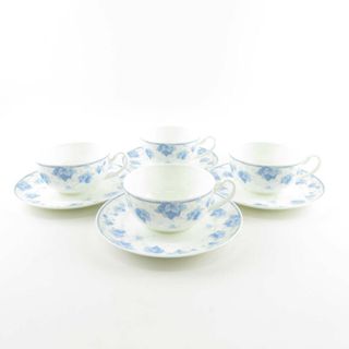 ノリタケ(Noritake)のNoritake ノリタケ 9613 スタジオコレクション カップ＆ソーサー 4客 セット ティー/コーヒー 碗皿 陶器 白 青 SU4926T (グラス/カップ)