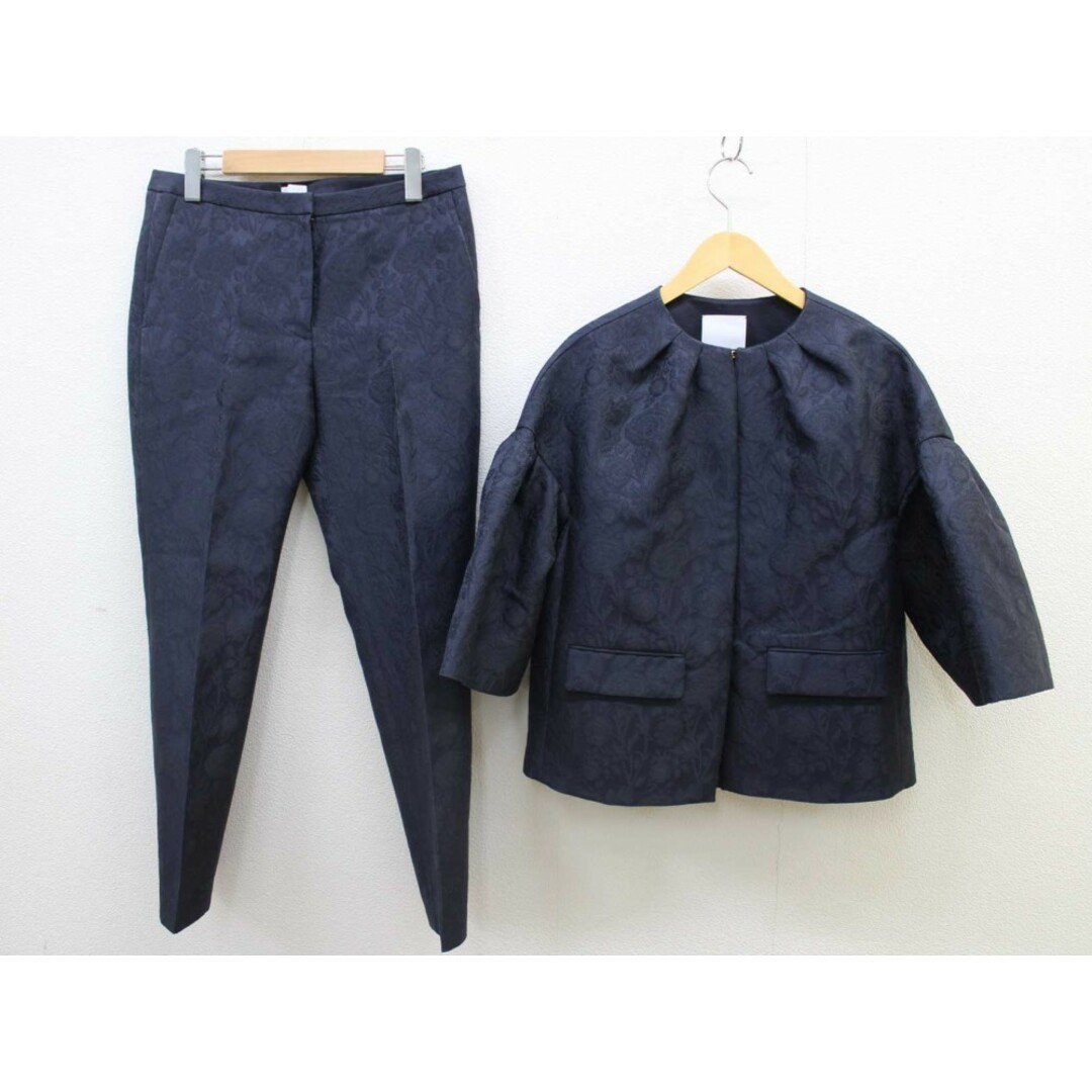 その他【新入荷】‡CRUCIANI/クルチアーニ‡花柄セットアップパンツスーツ/式典/お呼ばれ/十分丈/七分袖 ネイビー/紺 レディース 40 春夏秋冬 sut 812132