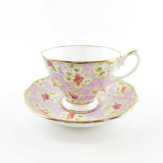 ロイヤルアルバート(ROYAL ALBERT)の美品 ROYAL ALBERT ロイヤルアルバート ヴィンテージ フローラル ライラック ティーカップ＆ソーサー フラワー レア 希少 SY7777X (グラス/カップ)