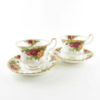 ロイヤルアルバート(ROYAL ALBERT)の美品 ROYAL ALBERT ロイヤルアルバート オールドカントリーローズ ティーカップ＆ソーサー 2客 ペア SY7788X (グラス/カップ)