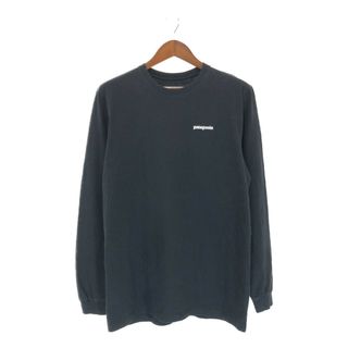 パタゴニア(patagonia)のSALE/// patagonia パタゴニア ワンポイントロゴ 長袖Ｔシャツ アウトドア ブラック (メンズ L)  P3331(Tシャツ/カットソー(七分/長袖))