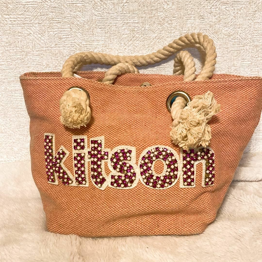 KITSON(キットソン)のレア✨Kitsonキットソンセミショルダーバッグトートバッグピンクロープハンドル レディースのバッグ(ショルダーバッグ)の商品写真