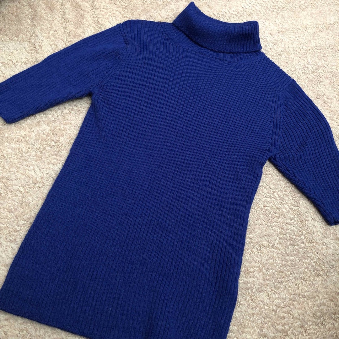 マルイ(マルイ)のコバルトブルー　半袖ハイネックセーター　婦人Sウール100手洗い可能　 レディースのトップス(ニット/セーター)の商品写真