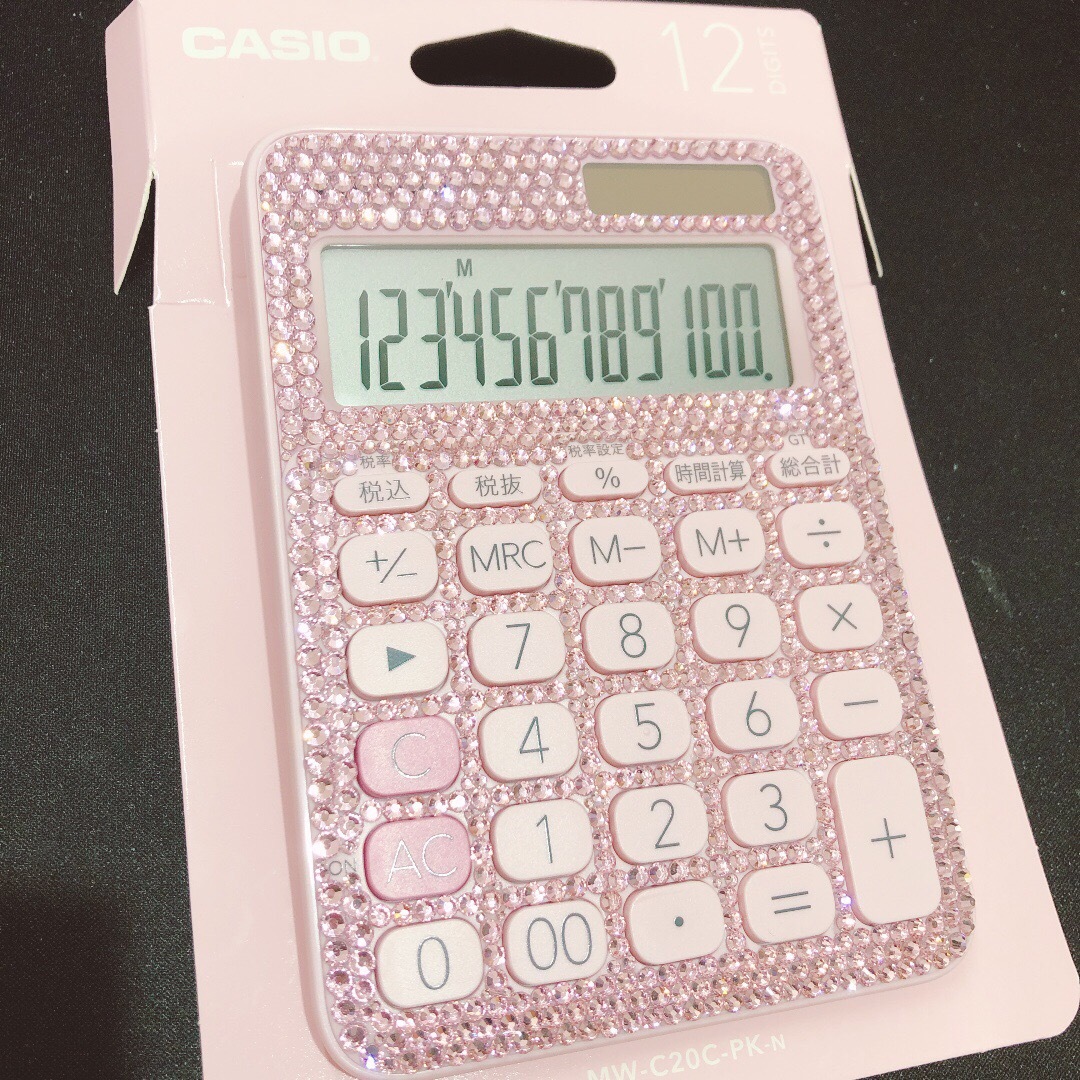 好評 デコ電卓 ピンク CASIO 12桁 可愛い オフィス用品一般