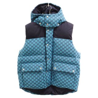 グッチ(Gucci)のGUCCI グッチ GG CANVAS DOWN GILET GGロゴ総柄 ダウンベスト ジャケット 770209 ブルー(ダウンベスト)