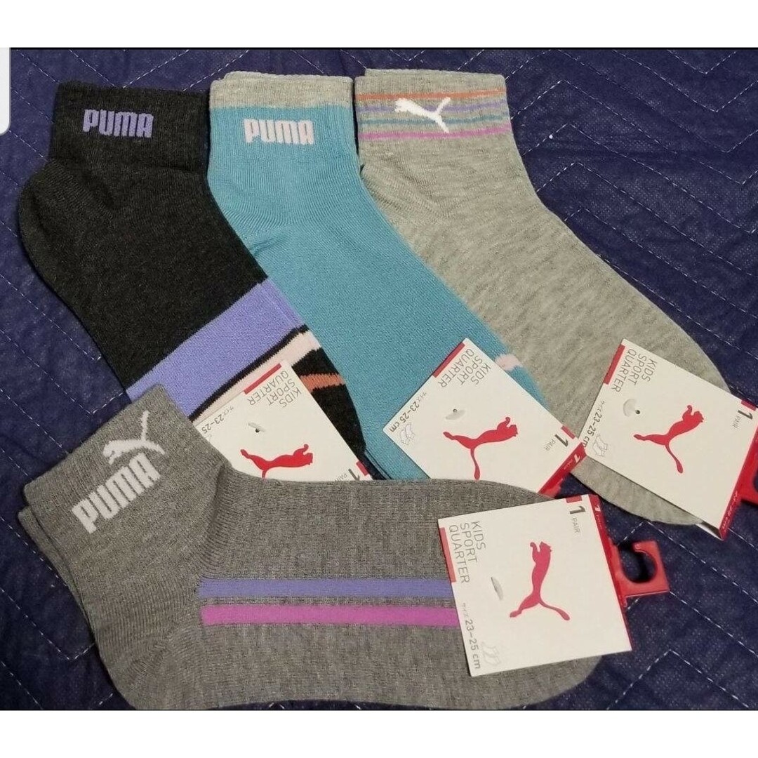 PUMA(プーマ)のPUMA　プーマ　23-25cm　ロゴ入　ソックス　靴下　８足セット⑧　新品 キッズ/ベビー/マタニティのこども用ファッション小物(靴下/タイツ)の商品写真