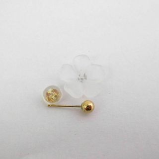 新品未使用 恵パール 18K×ガラス 花 フラワーモチーフ ピアス