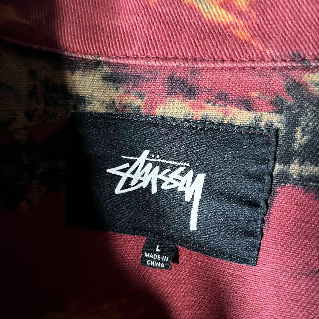 STUSSY(ステューシー)の【美品 タイダイ染め L】ステューシー リップダイ ランチ ジャケット エンジ メンズのジャケット/アウター(Gジャン/デニムジャケット)の商品写真