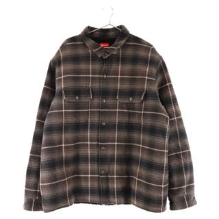 シュプリーム(Supreme)のSUPREME シュプリーム 22AW Shearling Lined Flannel Shirt 裏地ボア フランネル ロングスリーブ 長袖チェックシャツ ジャケット グレー(フライトジャケット)