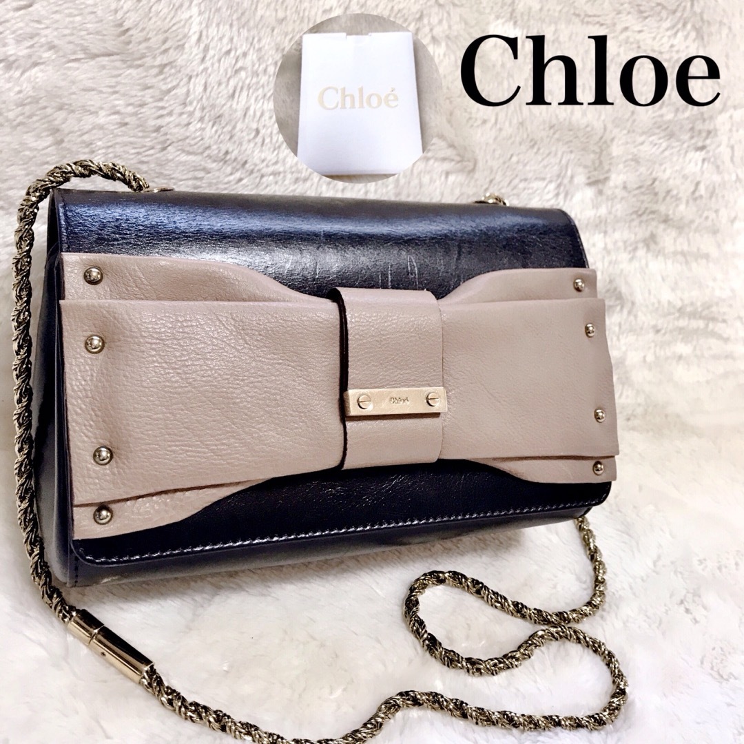 ファッションの Chloe クロエ ジューン リボン バイカラー ショルダー