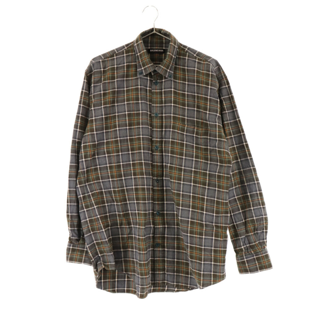 Balenciaga(バレンシアガ)のBALENCIAGA バレンシアガ 18AW Oversized Check Shirt バックロゴプリント オーバーサイズ長袖チェックシャツ グレー 508465 TBM21 メンズのトップス(シャツ)の商品写真