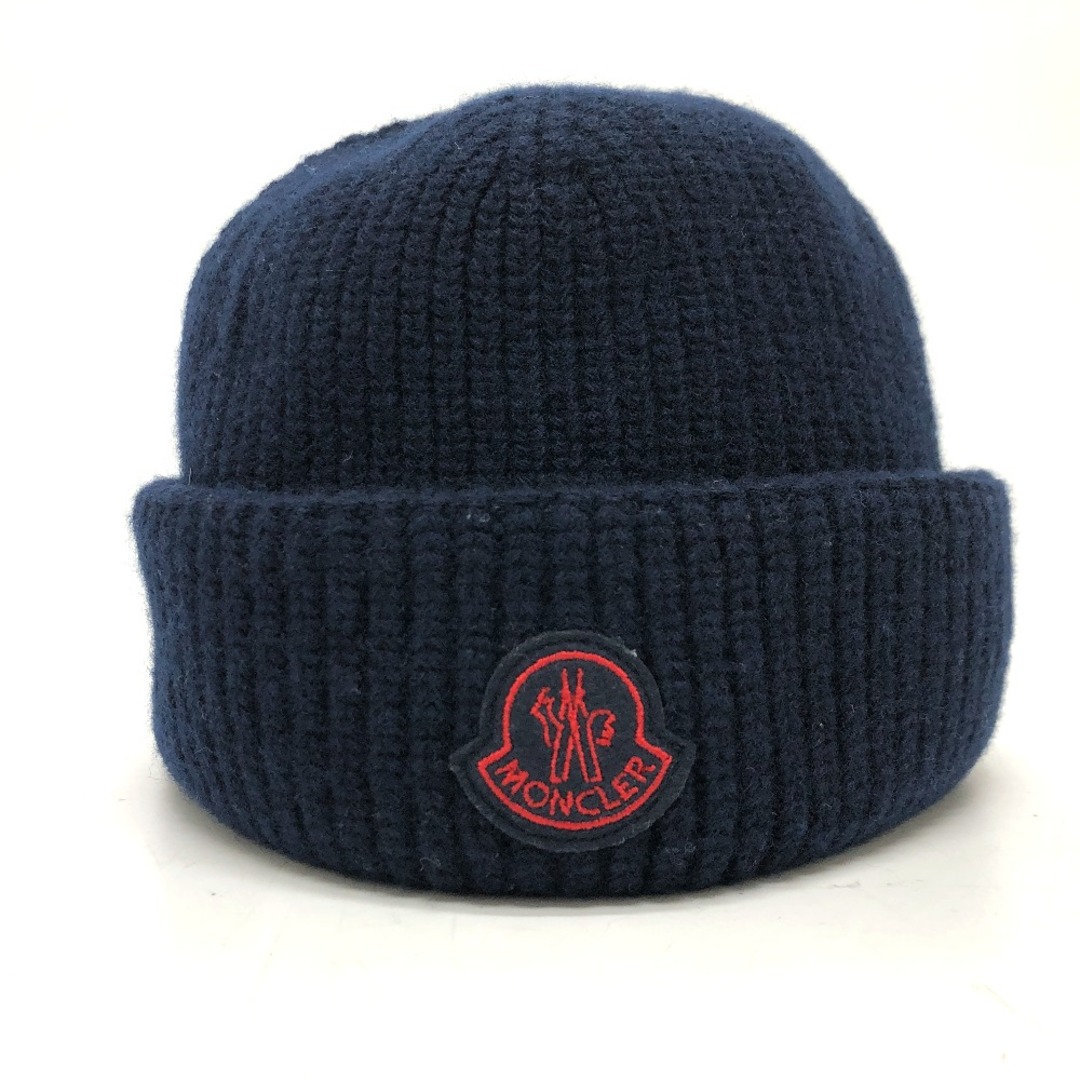 ニット帽/ビーニーモンクレール MONCLER BERRETTO TRICOT A9578 ロゴ ワッペン ニット帽 ウール 赤刺繍ロゴ 美品