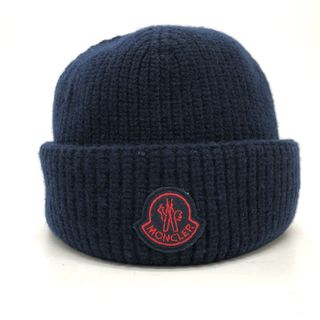 モンクレール(MONCLER)のモンクレール MONCLER BERRETTO TRICOT A9578 ロゴ ワッペン ニット帽 ウール 赤刺繍ロゴ 美品(ニット帽/ビーニー)