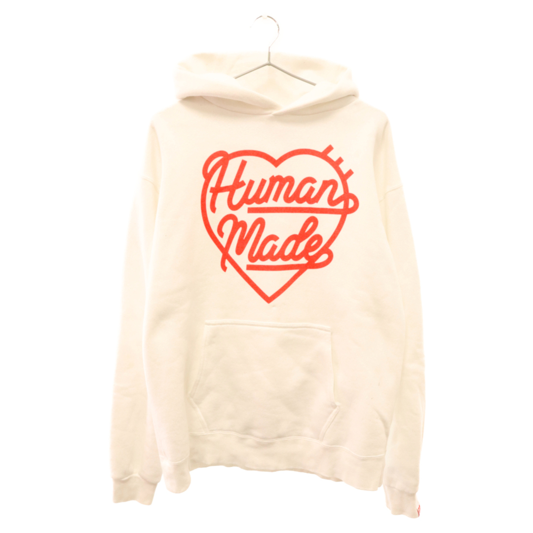 HUMAN MADE ヒューマンメイド 22AW HEART SWEAT HOODIE ハートロゴプリント スウェットプルオーバーパーカー ホワイト57センチ袖丈