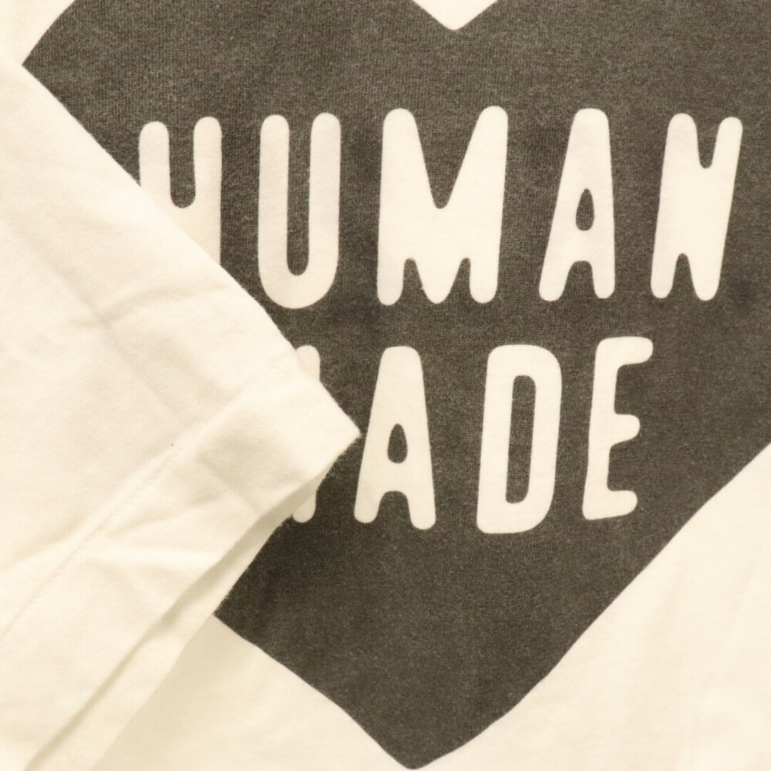 HUMAN MADE ヒューマンメイド ハートロゴプリントクルーネック半袖Tシャツ ホワイト575センチ肩幅