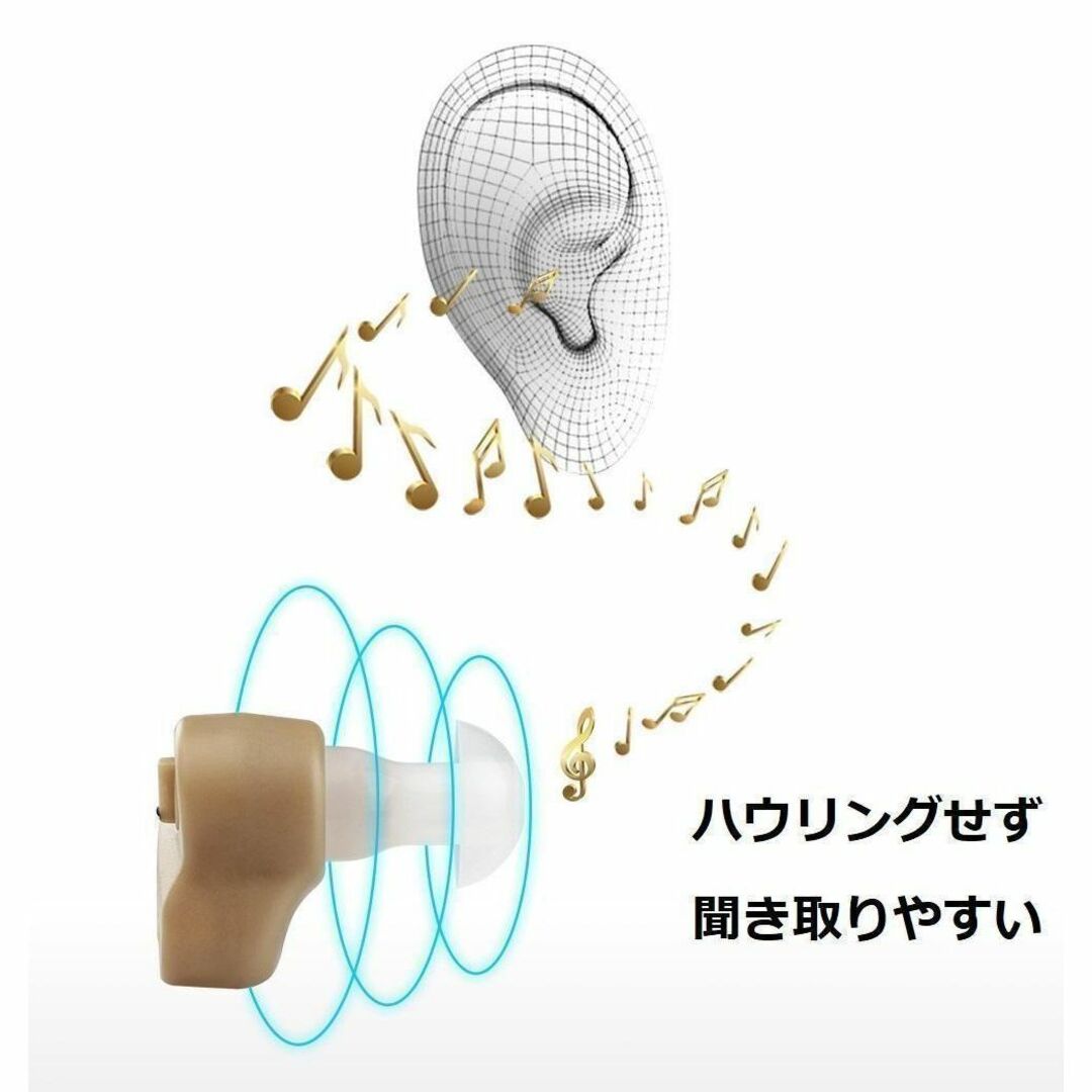 集音器  軽量小型 高音質 両耳兼用 目立ちにくい 耳穴 2ZA スマホ/家電/カメラのオーディオ機器(ヘッドフォン/イヤフォン)の商品写真