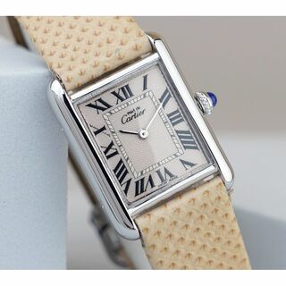 カルティエ(Cartier)の美品 カルティエ マスト タンク シルバー ライトピンク ローマン SM (腕時計)
