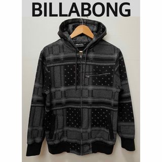 ビラボン(billabong)のBILLABONGビラボン　ジップアップパーカー　ブラック　総柄　M(パーカー)