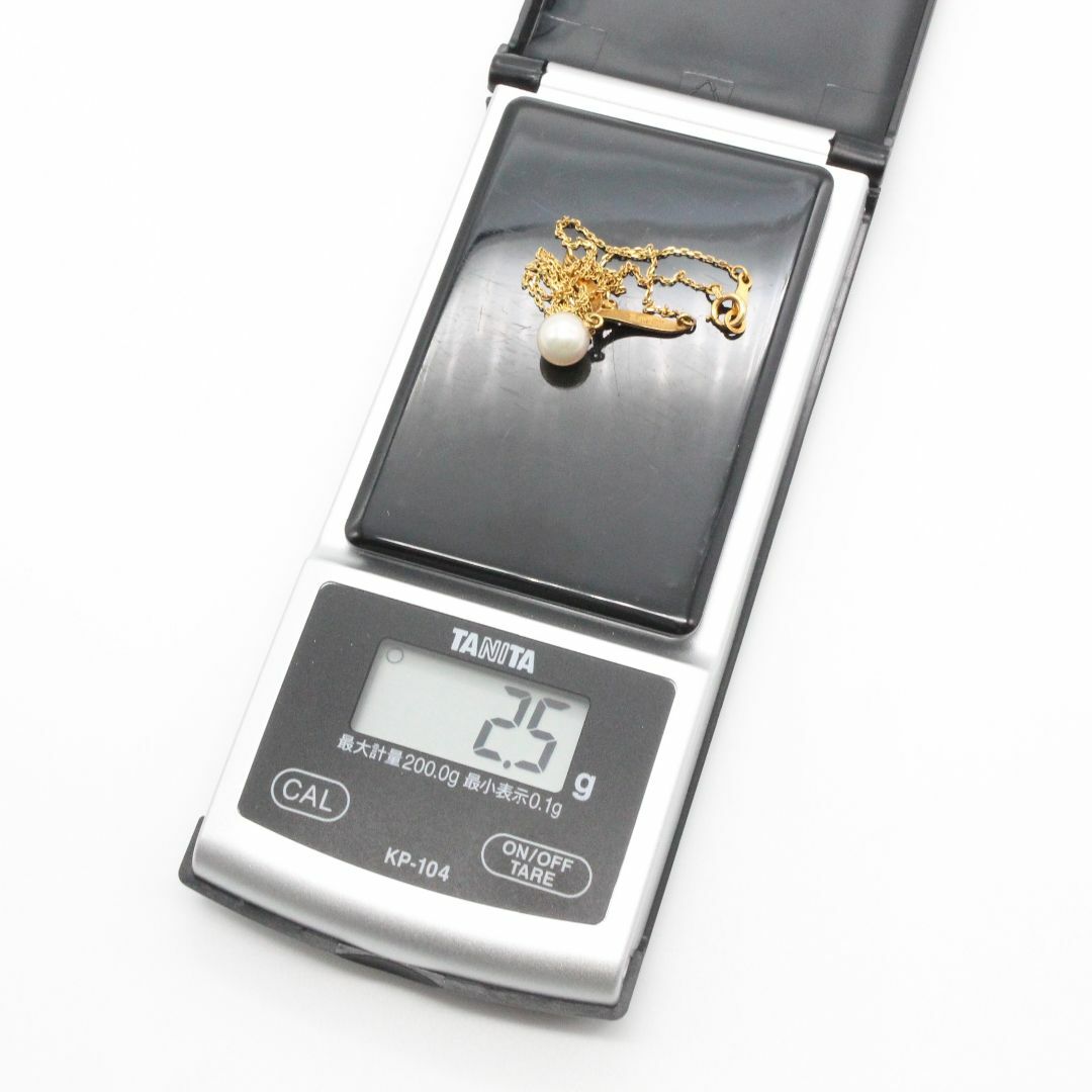 MIKIMOTO(ミキモト)のMIKIMOTO★ミキモト パール 1Pダイヤ デザイン ネックレス K18YG レディースのアクセサリー(ネックレス)の商品写真