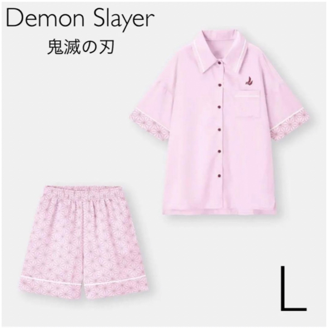 GU(ジーユー)のGU サテンパジャマ(半袖&ショートパンツ)Demon Slayer L レディースのルームウェア/パジャマ(パジャマ)の商品写真