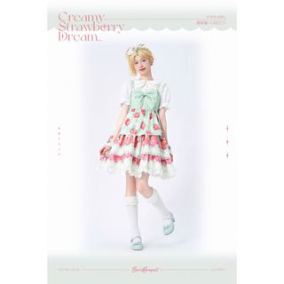 アンジェリックプリティー(Angelic Pretty)のBacio bouquet Creamy Strawberry Dream(ひざ丈ワンピース)