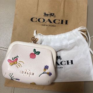 コーチ(COACH)の未使用　コーチ レザー 花柄 フラワー 財布　コインケース　がまぐち(財布)