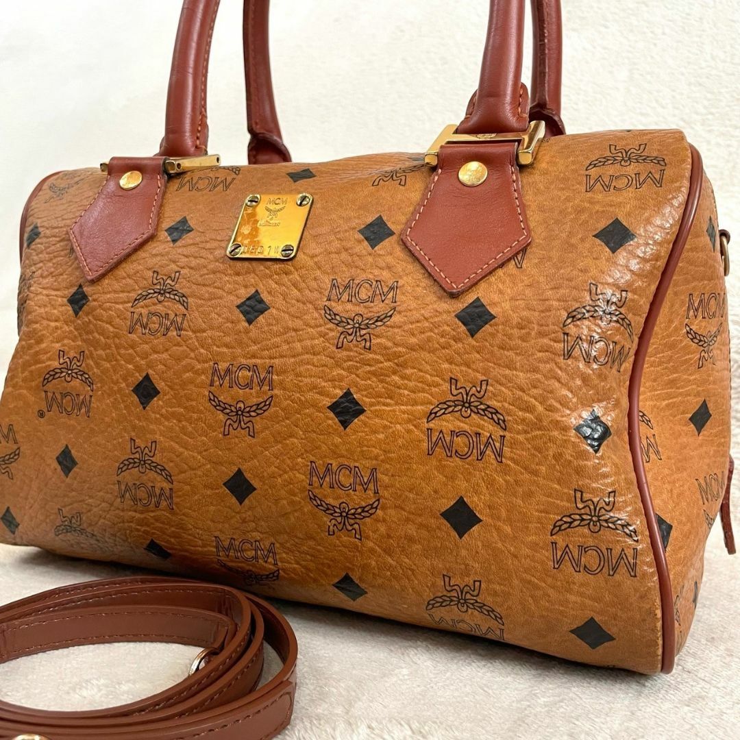 MCM(エムシーエム)の美品 MCM 2way ミニボストン ショルダー ヴィセトス ブラウン 総柄 レディースのバッグ(ボストンバッグ)の商品写真