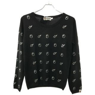 アベイシングエイプ(A BATHING APE)のA BATHING APE ア ベイシング エイプ 23AW CRYSTAL STONE BAPE KNIT SWEATER クリスタルストーン ニットセーター  ブラック S(ニット/セーター)