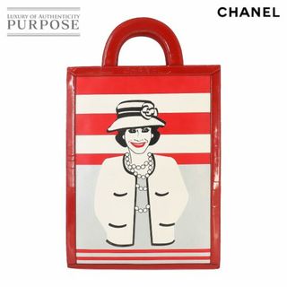 シャネル(CHANEL)のシャネル CHANEL チョコバー マドモアゼル トート バッグ パテントレザー レッド ブラック ブラック 金具 VLP 90219089(トートバッグ)