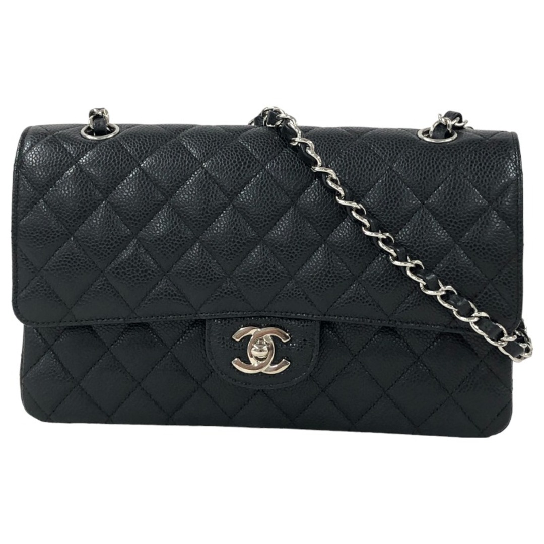 約6cmショルダーシャネル CHANEL マトラッセ25 A01112 12番台 ブラック シルバー金具 キャビアスキン レディース ショルダーバッグ