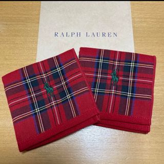 ラルフローレン(Ralph Lauren)の新品未使用　ラルフローレン　ハンドタオル　2枚　チェック　ガーゼ　赤(ハンカチ)