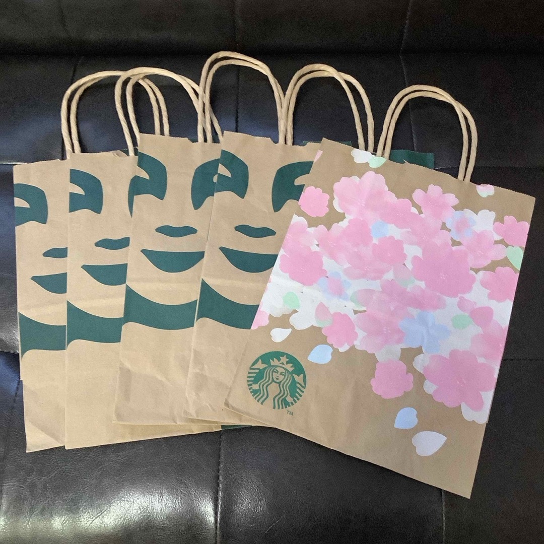 Starbucks(スターバックス)のスターバックス　Starbucks 紙袋　5枚セット レディースのバッグ(ショップ袋)の商品写真