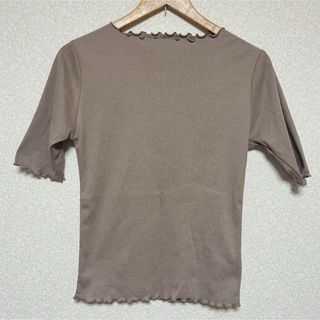 プルオーバー　カットソー　くすみピンク　リブ　半袖　tシャツ(カットソー(半袖/袖なし))