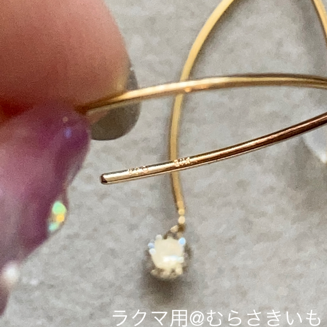 0.28カラット ダイヤ K18 YG ロング フック ピアス レディースのアクセサリー(ピアス)の商品写真