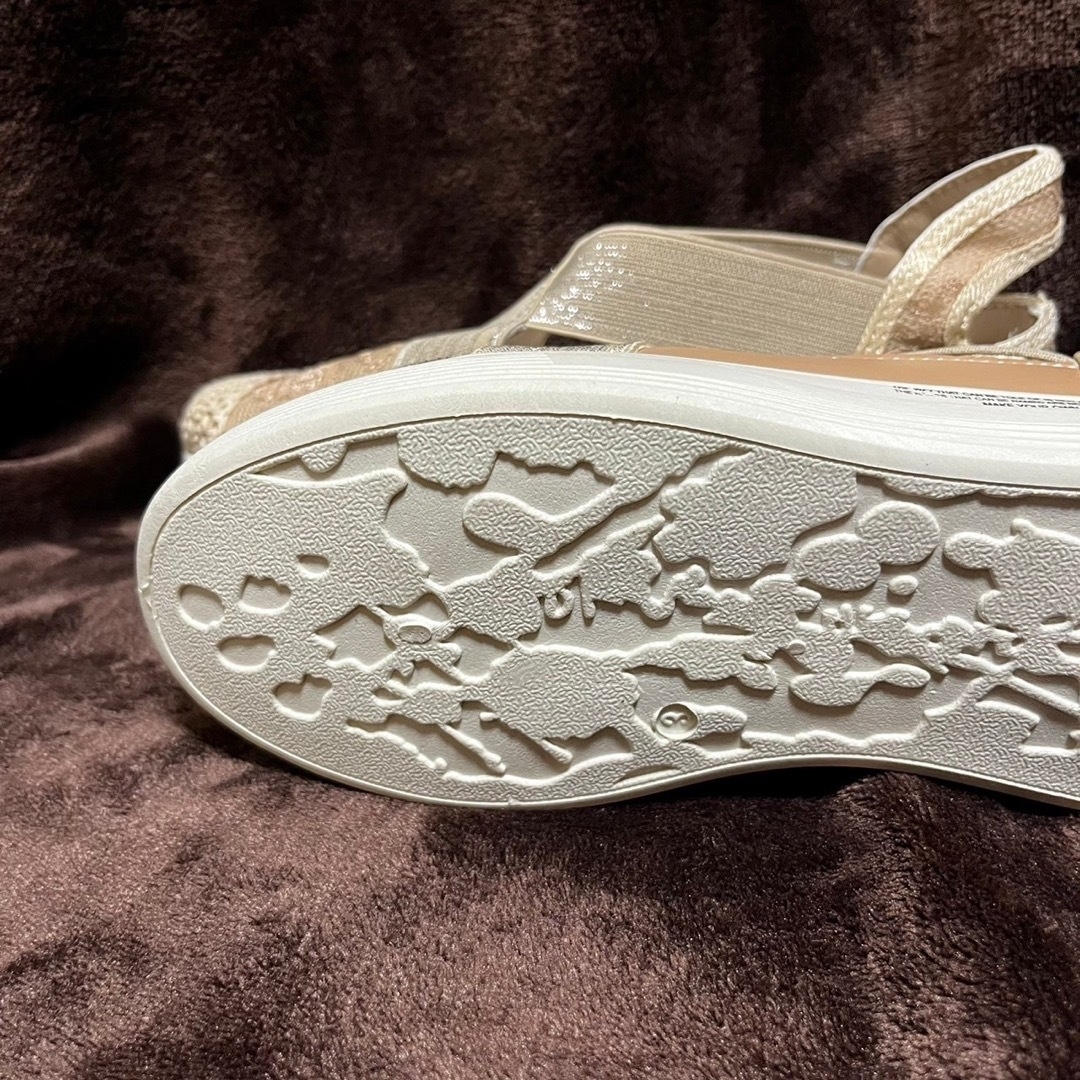 23cm レディース 厚底サンダル レース ベージュ 436Y レディースの靴/シューズ(サンダル)の商品写真