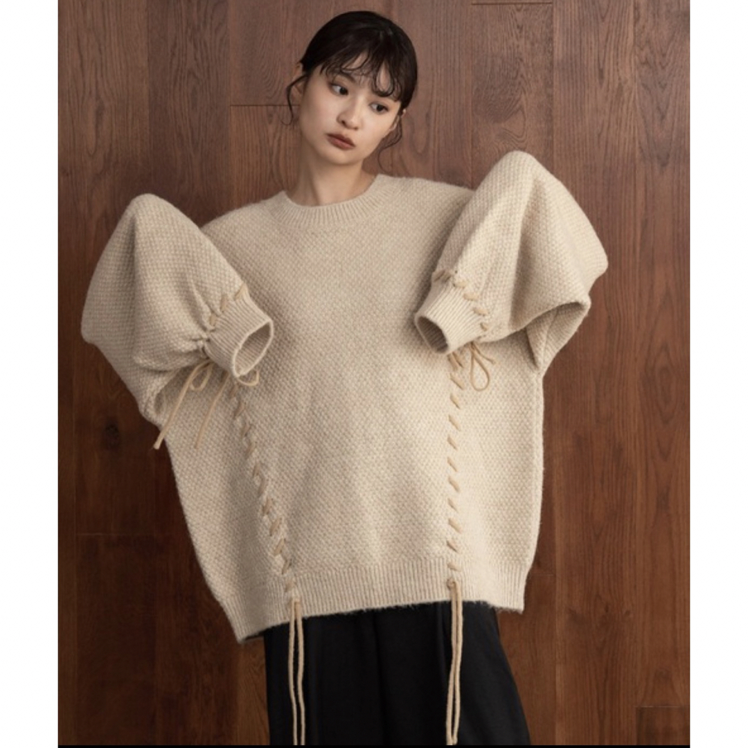 レディース【amiur】cord stitch volume knit