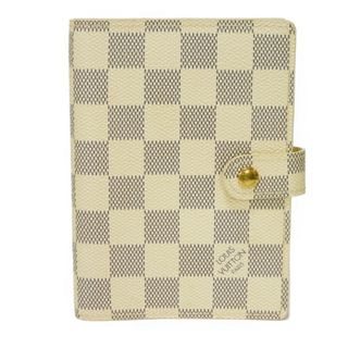 ルイヴィトン(LOUIS VUITTON)のLOUIS VUITTON ルイ・ヴィトン アジェンダ PM ロゴ ホワイト ダイアリー スナップボタン 6穴式 市松模様 ビトン ダミエ アズール アイボリー 手帳カバー R20706(手帳)