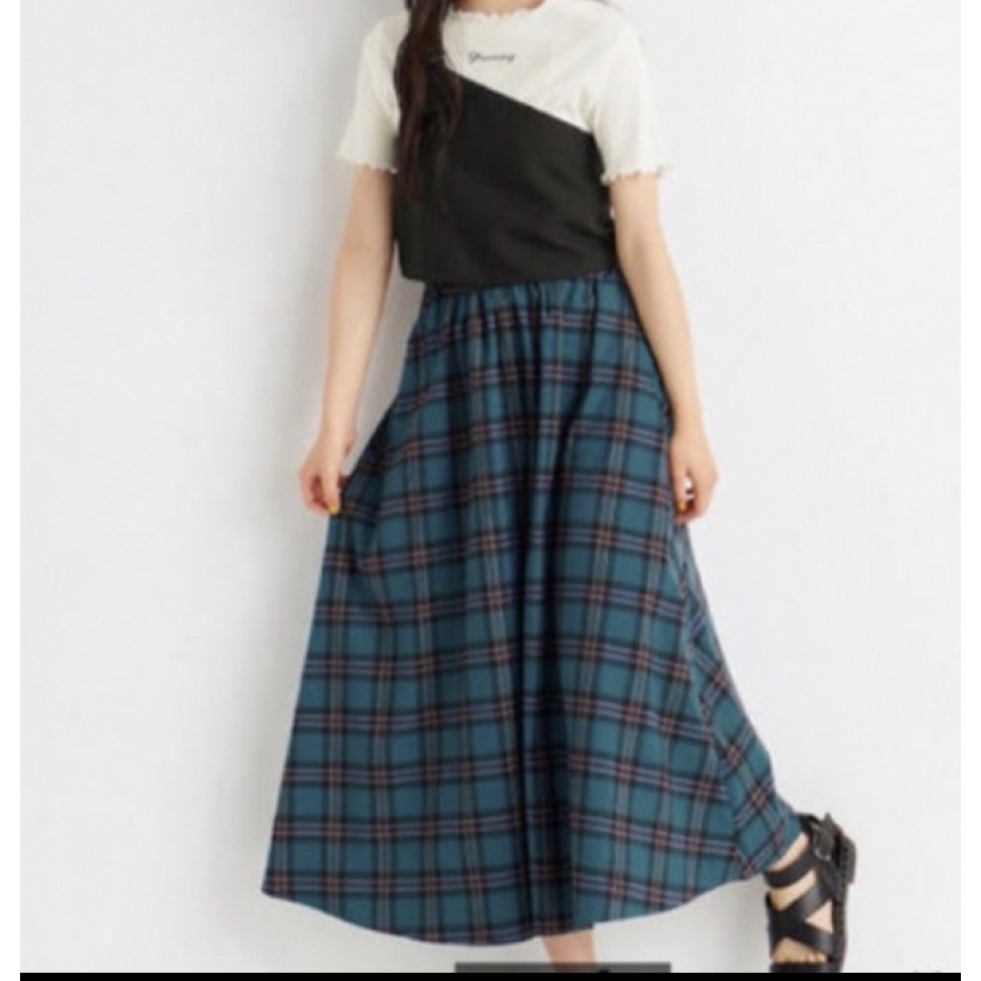 GU(ジーユー)のGU GIRLSチェックロングスカート JR キッズ/ベビー/マタニティのキッズ服女の子用(90cm~)(スカート)の商品写真