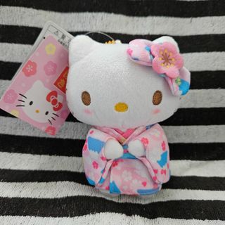 ハローキティ(ハローキティ)の新品*キティちゃん*マスコット*ぬいぐるみ*着物*富士山*梅*リボン*ピンク×青(ぬいぐるみ)