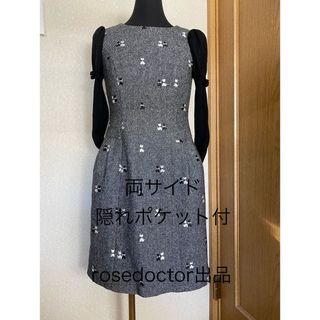 エムズグレイシー(M'S GRACY)の【1回着】❤️激安❤️5/27まで出品❤️猫ちゃん刺繍ワンピース(ひざ丈ワンピース)