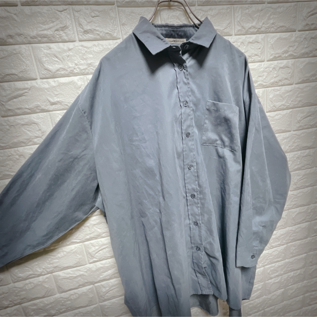レディース　長袖オーバーシャツ　ポリエステル100％　バックプリント　ゆるダボ レディースのトップス(シャツ/ブラウス(長袖/七分))の商品写真