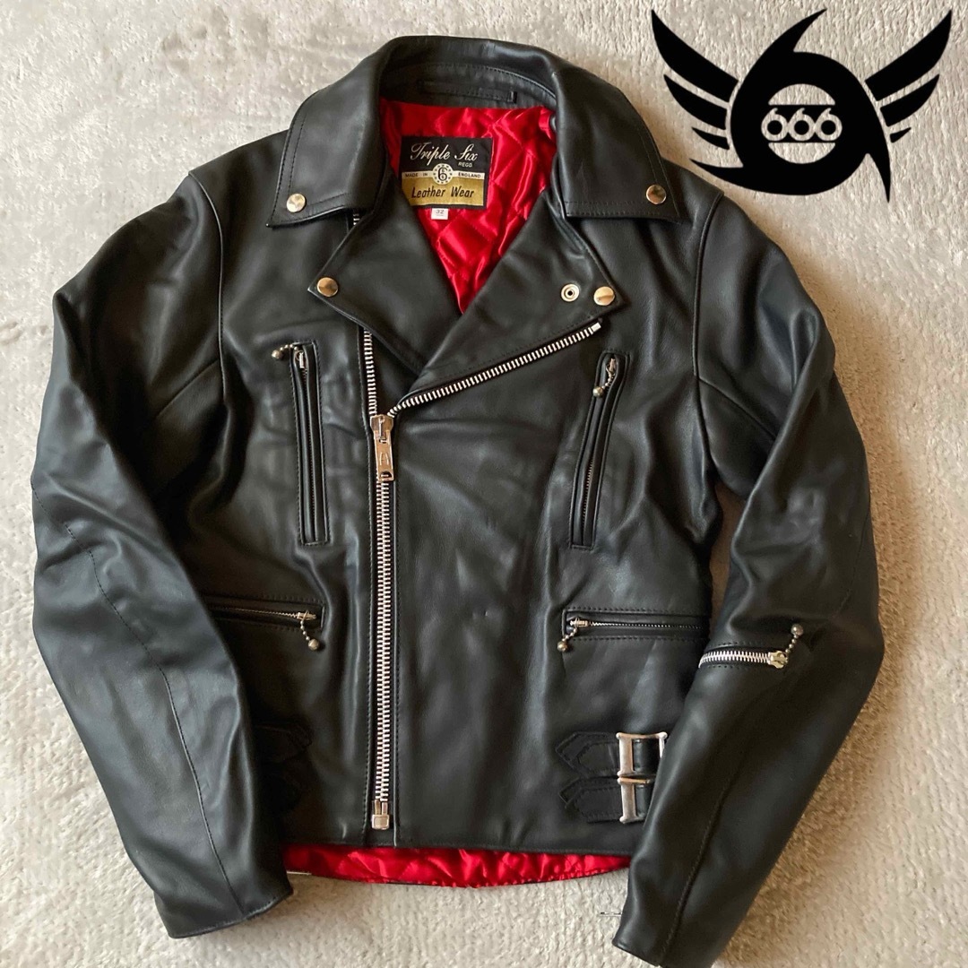 666 サイズ32 美品 ダブルライダースジャケット レディース 英国製 666 サイズ32 美品 ダブルライダースジャケット レディース 英国製