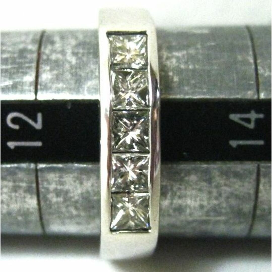 Pt900プラチナ リング指輪 角ダイヤ5ヶ 一文字0.65ct サイズ #13 レディースのアクセサリー(リング(指輪))の商品写真