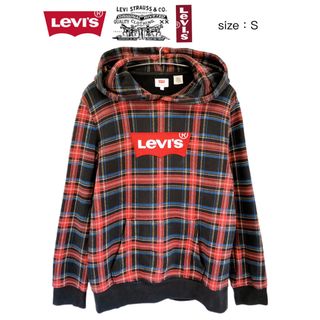 リーバイス(Levi's)のLevi’s　パーカー　S　チェック柄　黒✕赤✕青✕白✕黄　USA古着(パーカー)