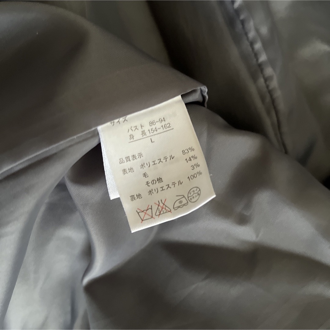 チェスターコート　レディース　アウター　グレー　Lサイズ レディースのジャケット/アウター(チェスターコート)の商品写真