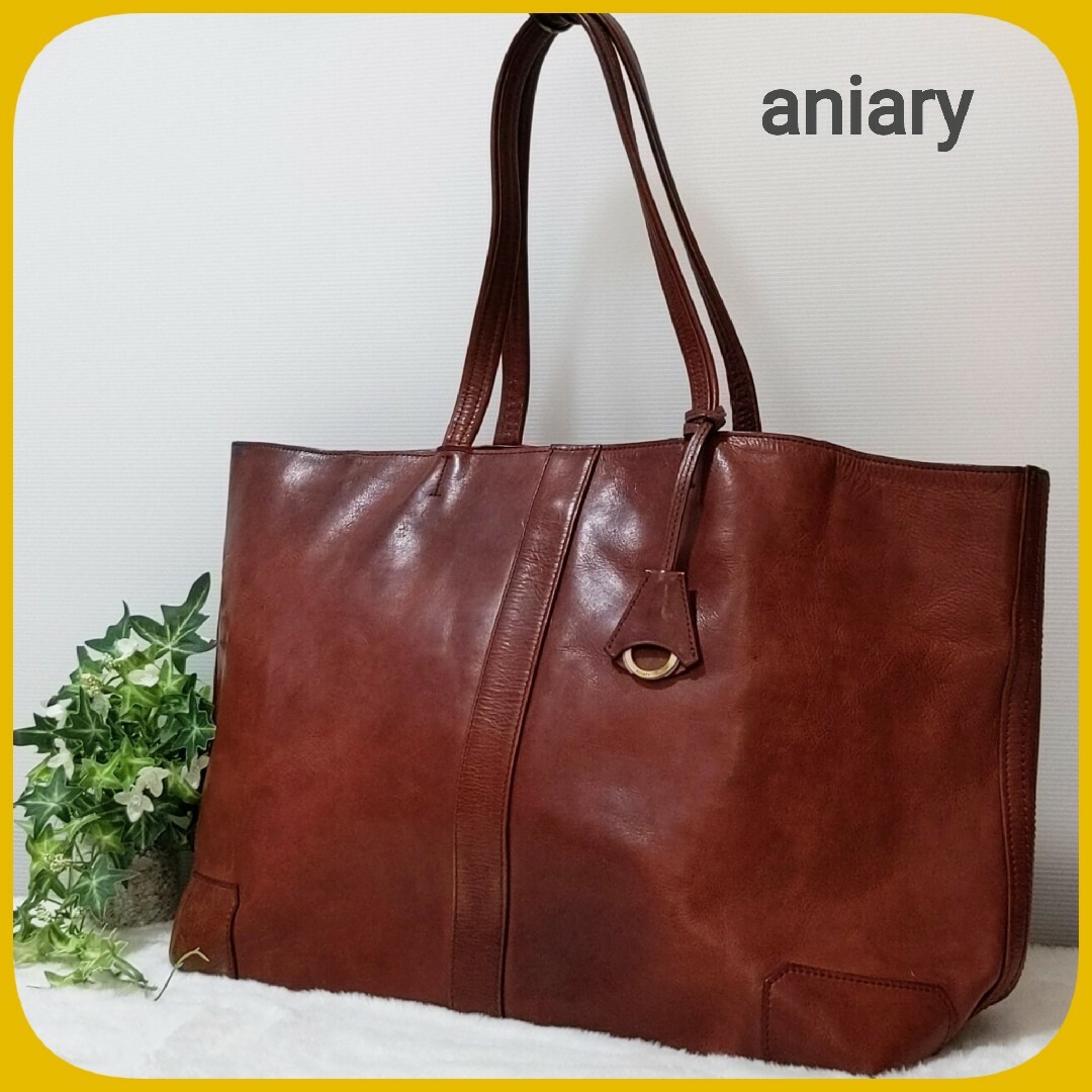 aniary - aniary 大容量 トートバッグ 収納多数 A4 レザー 革 日本製