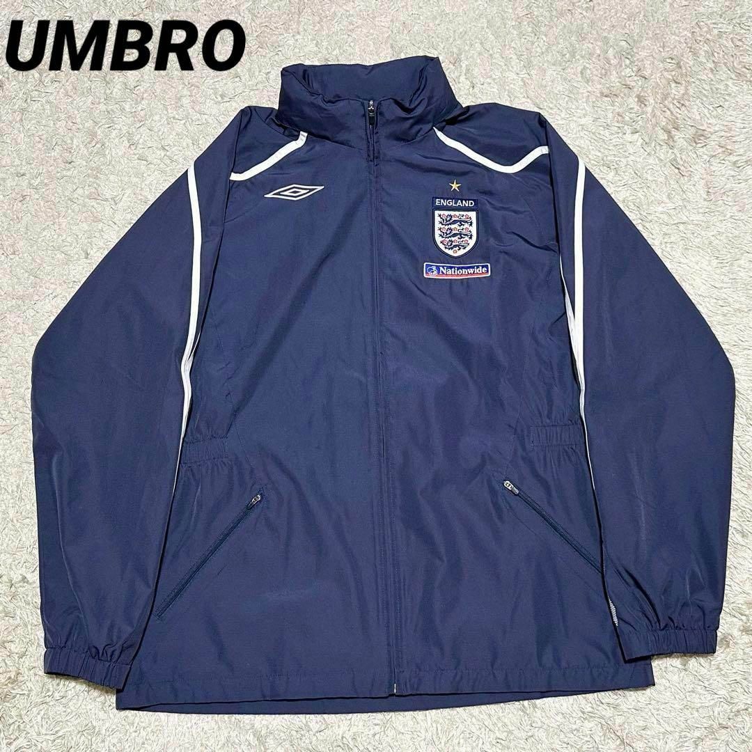 ネイビー○生産国美品 UMBRO England トレーニングジャケット ナイロン XL