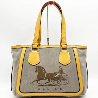 セリーヌ(celine)のCELINE セリーヌ トートバッグ 馬車柄 ショルダーバッグ 肩掛け バッグ グレー オレンジ キャンバス レディース ファッション SC-ST-0097 USED 【中古】(トートバッグ)